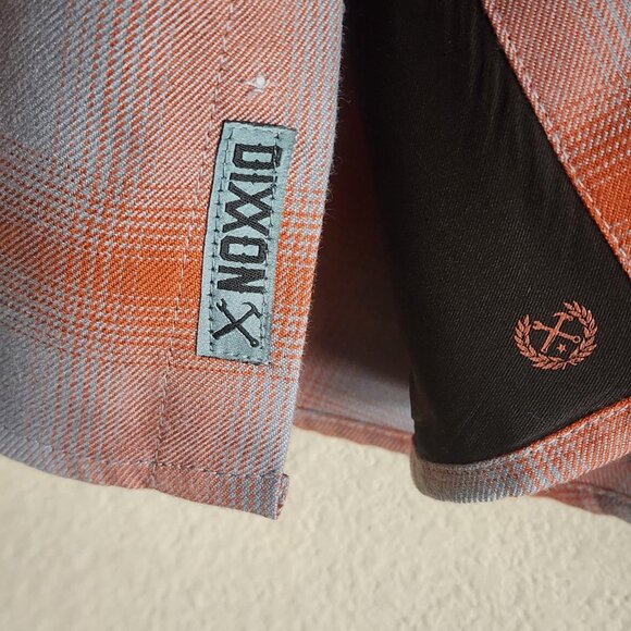 Dixxon Flannel Shirt Mens Extra Large Gray Orange Plaid Copper State Pearl Snap - Picture 4 of 10